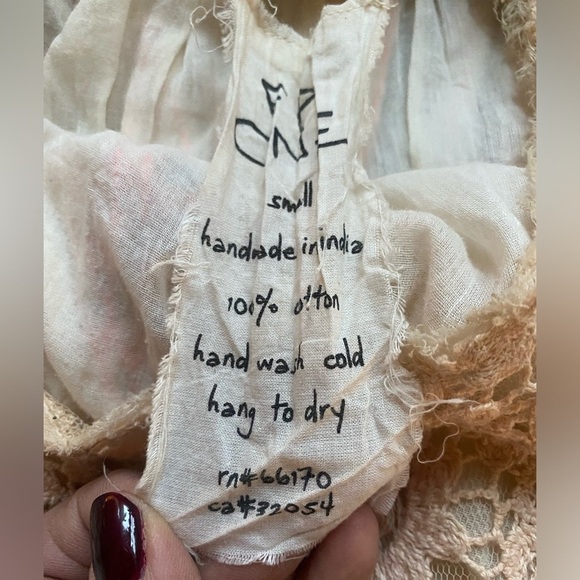 Free People One Annabella Boho Mini Dress Ivory Floral Size Small - Picture 7 of 7